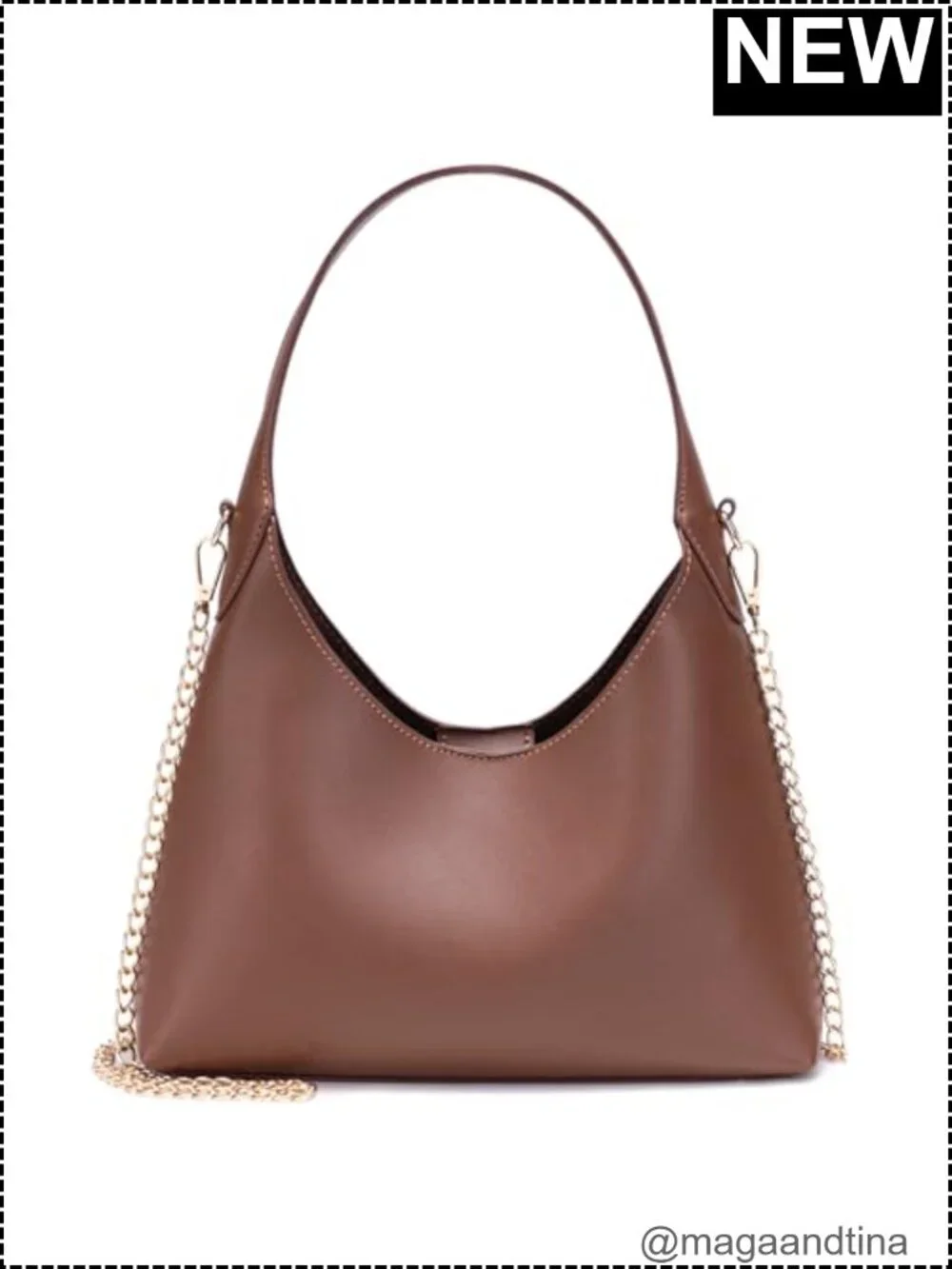 Trendy Faux Leather Crossbody Hobo Bag Women Shoulder Handbag Purse with Chain